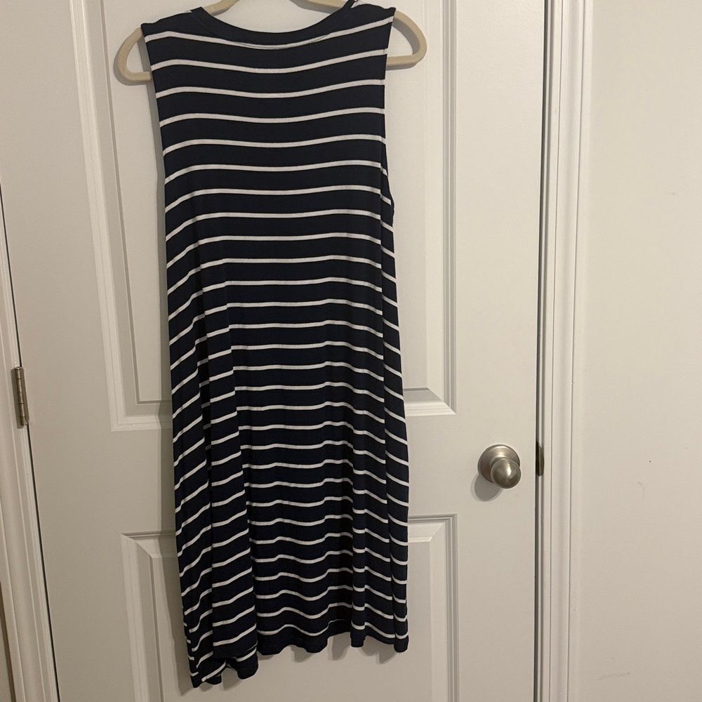 Time and Tru Navy and White Striped Midi Dress - Picture 3 of 3